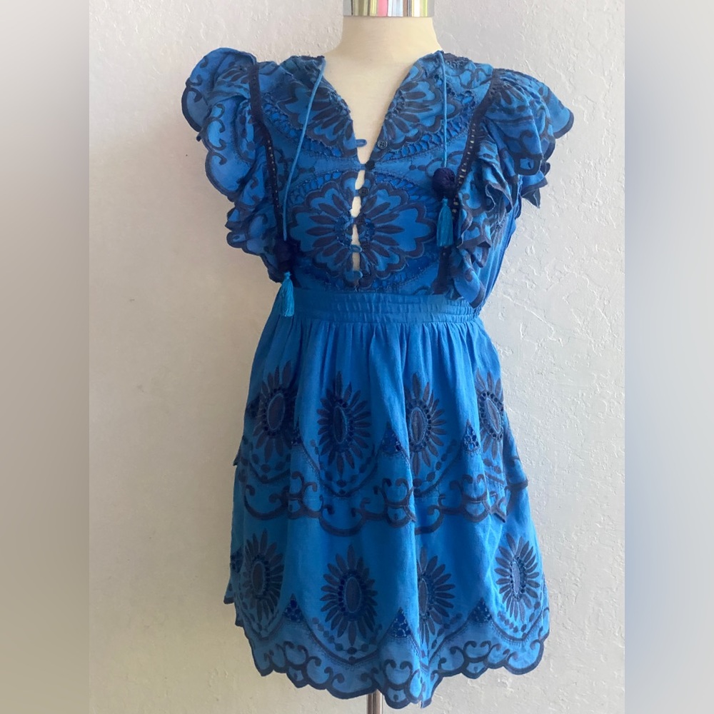 Sea New York Blue Flutter Eyelet Dress